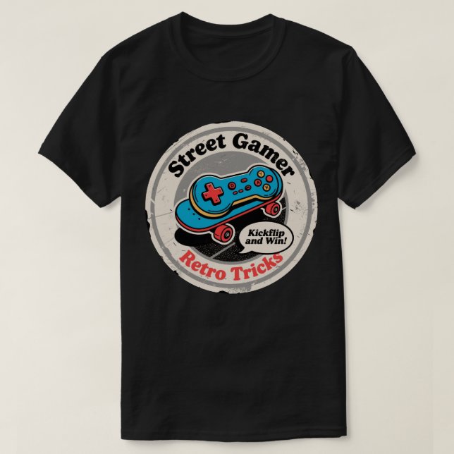 Street Gamer Retro Tricks Skate Controller T Shirt (Design framsida)