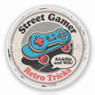 Street Gamer Retro Tricks Skate Kontrollenhet Klistermärken