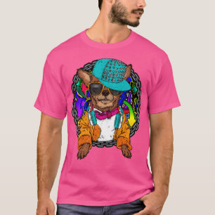 Street Hund Chihuahua Graffiti med chain Hund älsk T Shirt