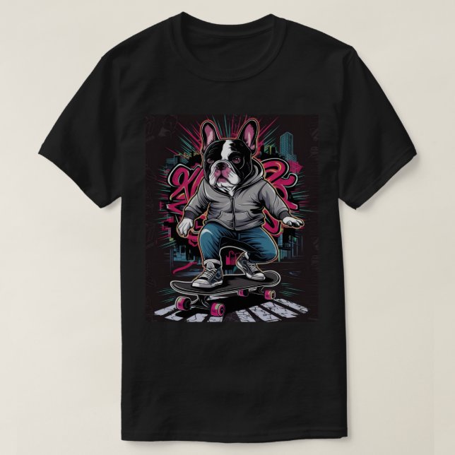 Street Hund Rides a Skateboard T Shirt (Design framsida)