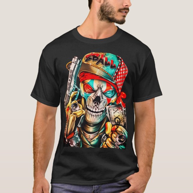 Street Hustle Skull Graphic - Urban King Edition T Shirt (Framsida)
