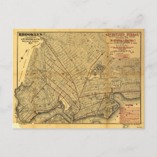 Street Karta of Brooklyn, New York (1874) Vykort