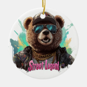 Street Legend Björn - Cool Grafisk Design Julgransprydnad Keramik