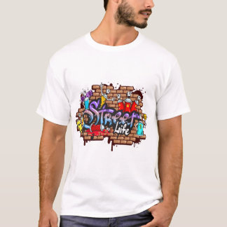 Street Life Graffiti Art Färg Wall T Shirt