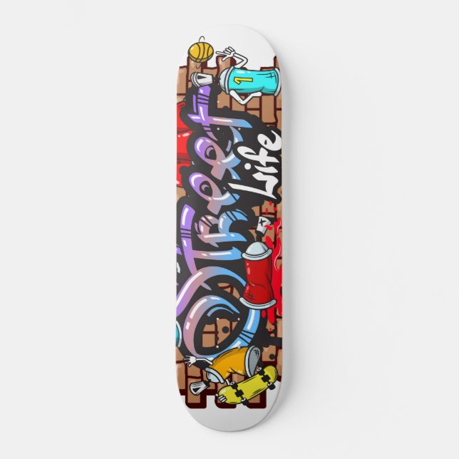 Street Life Graffiti Mini Skateboard Bräda 18,5 Cm (Framsida)