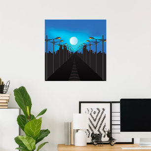 Street Ljus och Måne Poster