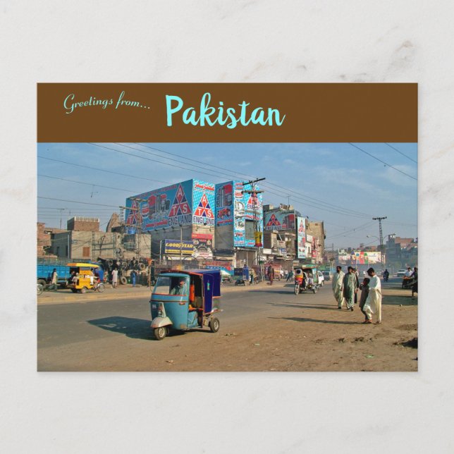 Street Near Lahore Punjab Pakistan Vykort (Framsida)