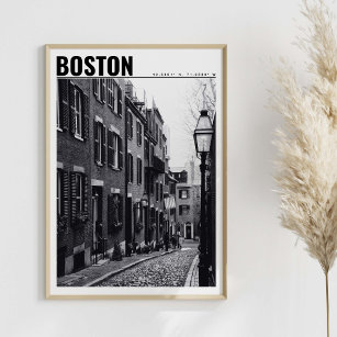 Street of Boston Black and White Photography Poster