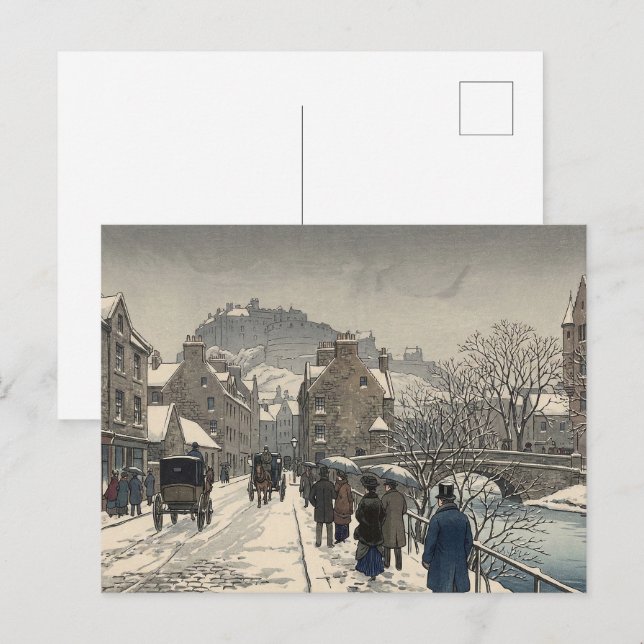 Street of Edinburgh in Winter  Vykort (Fram/baksida)