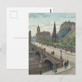 Street of Edinburgh Old Town Japanese Woodblock Pr Vykort