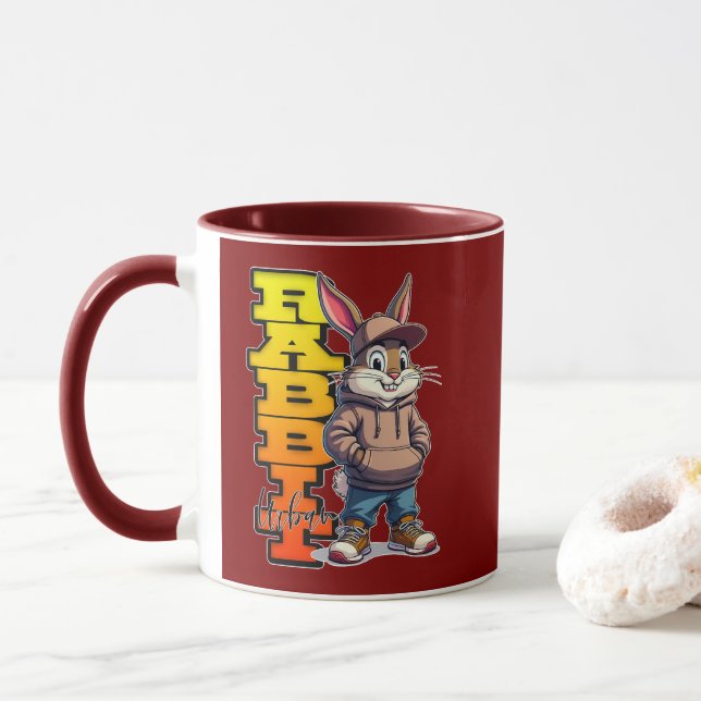 Street Rabbit – Urban Easter Bunny Design - caneca Mugg (Med munk)