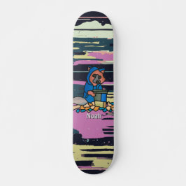 Street Raccoon Explorer genom en Sopor can | Rolig Mini Skateboard Bräda 18,5 Cm