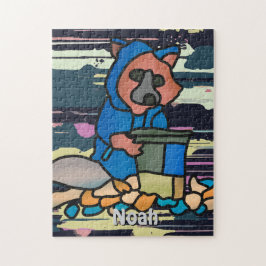 Street Raccoon Explorer genom en Sopor can | Rolig Pussel