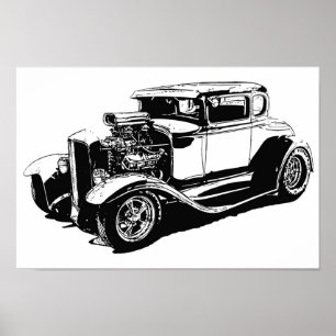 Street Rod Teckning Poster