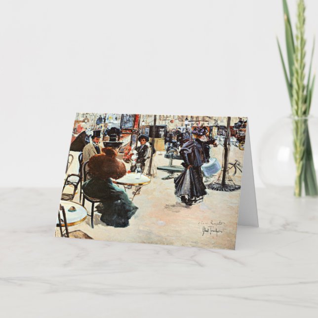 Street Scene, Cafe Terrace, Paris Kort (Framsida)