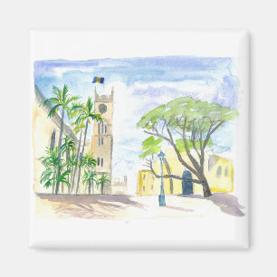 Street Scene i Bridgetown Barbados Magnet