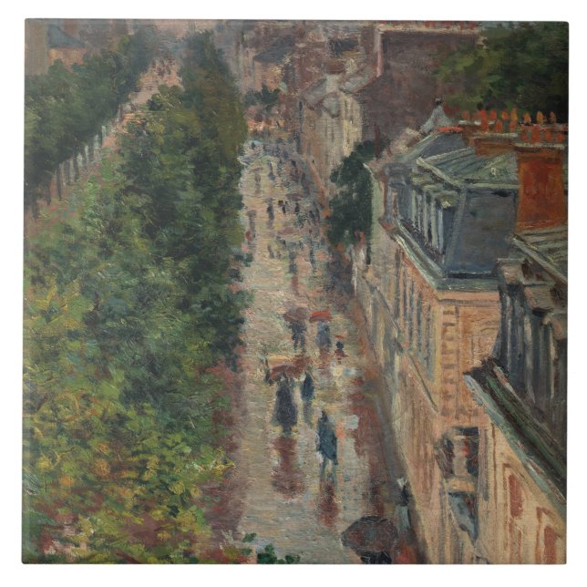 Street Scene in Paris, Frankrike (av Maximilien Lu Kakelplatta (Framsidan)