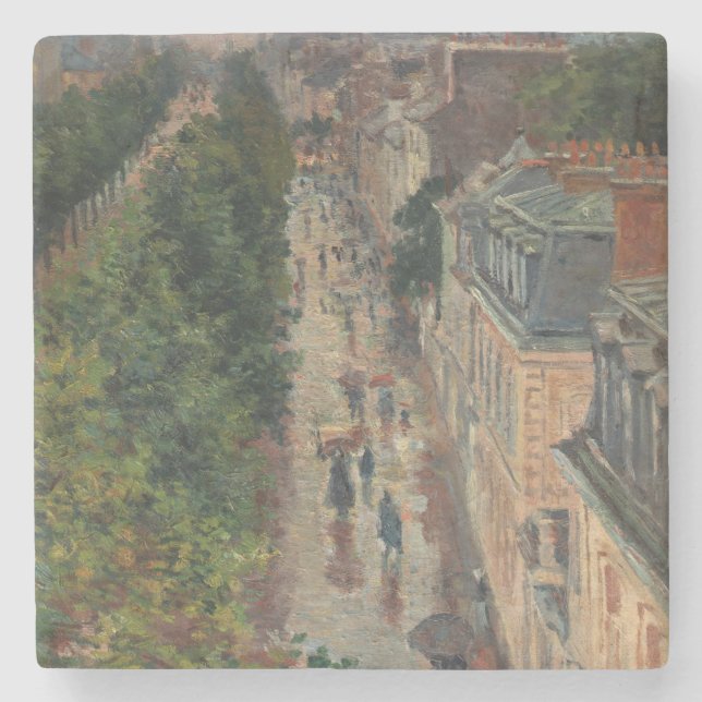Street Scene in Paris, Frankrike (av Maximilien Lu Stenunderlägg (Framsidan)