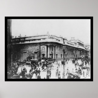 Street Scene på Bank of England i London 1914 Poster
