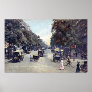 Street Scene, Paris, Frankrike c1915 Vintage Poster