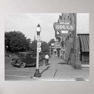 Street Scene Urbana, Ohio, 1938. Vintage Photo Poster