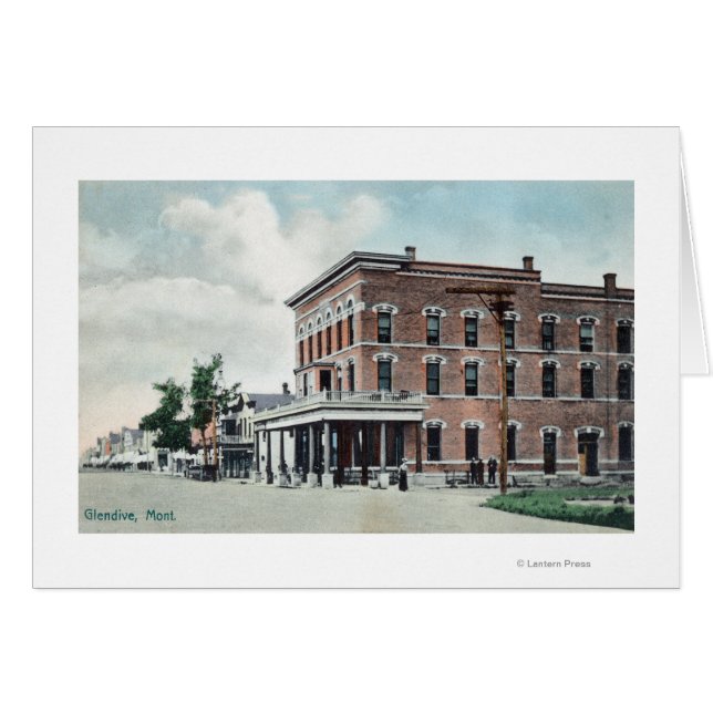 Street SceneGlendive, MT Hälsningskort (Framsidan Horizontal)