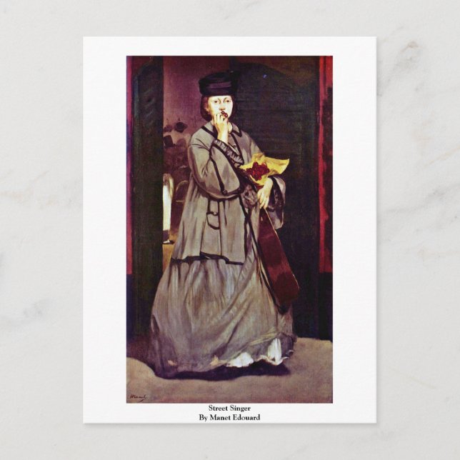 Street Singer by Manet Edouard Vykort (Framsida)