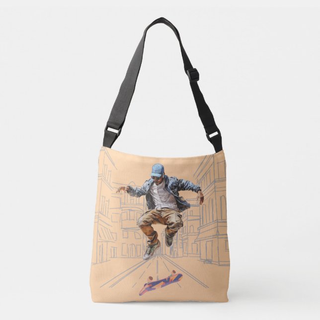 Street Skateboarder Tote Crossbody Bag Axelväska (Framsida)