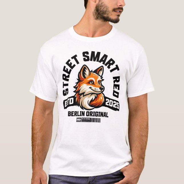 Street Smart Red Fox – Berlin Original Urban Vibes T Shirt (Framsida)