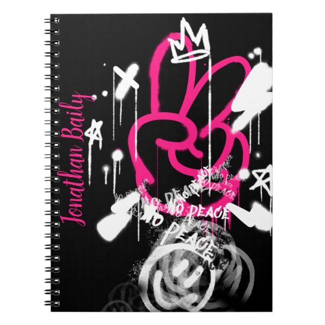 Street Spray Paint Graffiti No Peace Anteckningsbok (Framsidan)