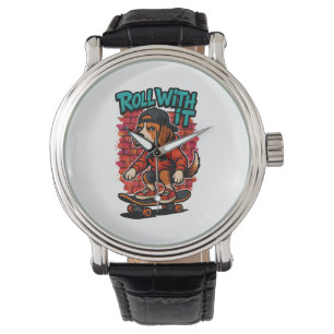 Street Stil Beagle Skateboarding Graffiti Art Armbandsur