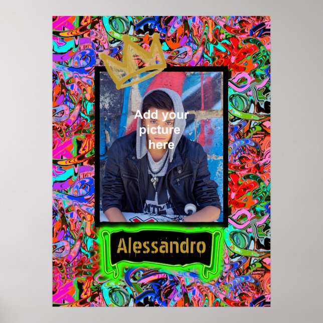 Street stil graffiti med krona poster (Framsidan)