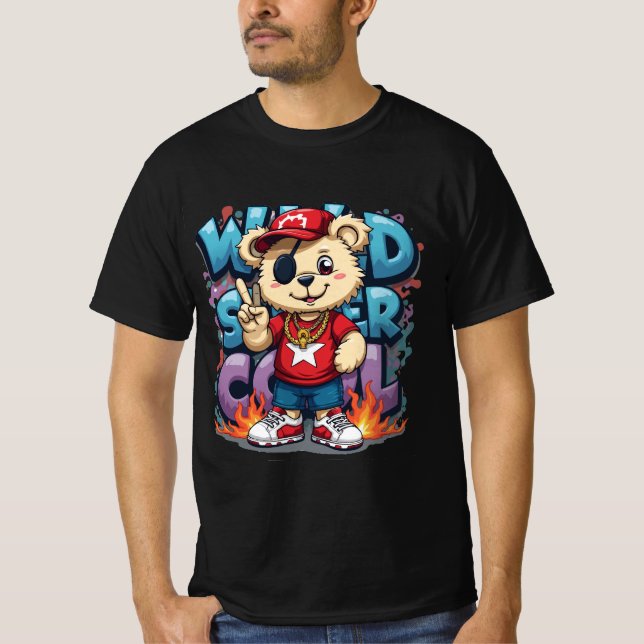 Street Style Teddy – Wild Super Cool Graffiti Tee (Framsida)