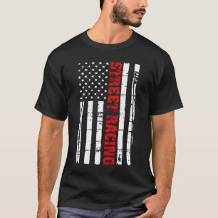 Street Tävla Flagga Outlaw Drag Tävling American T Shirt