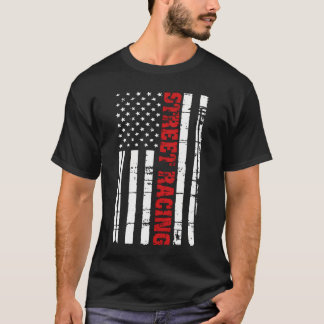 Street Tävla Flagga Outlaw Drag Tävling American T Shirt