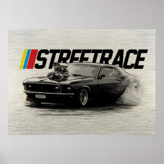 Street Tävling Muscle Car Supercharger Turbo Burno Poster