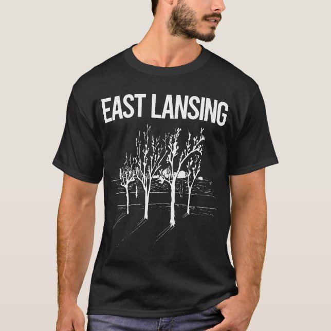 Street Träd Öster Lansing T Shirt (Framsida)