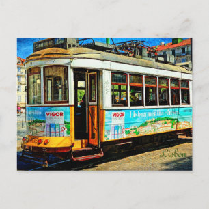 Street Tram i Lissabon Vykort