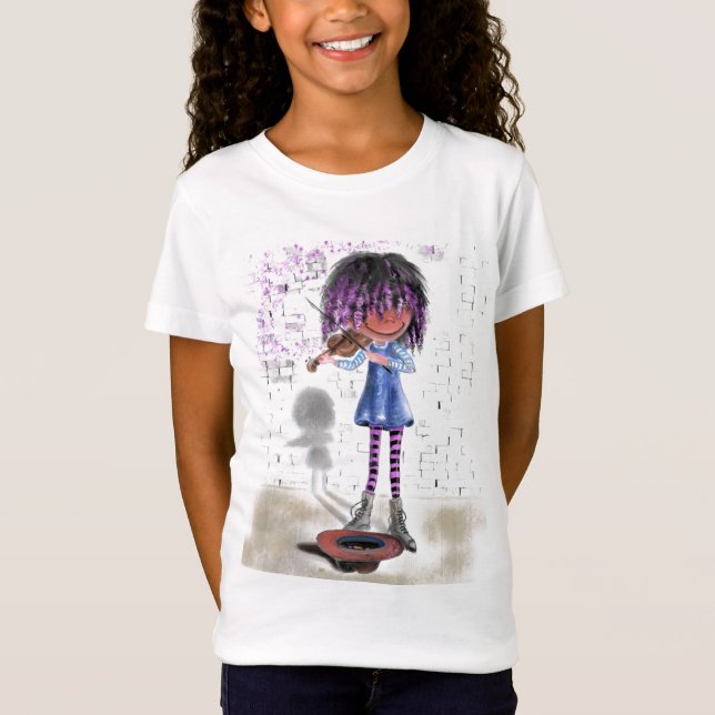 Street Violinist Girl T-Shirt (Framsida)