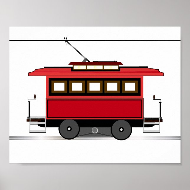 Streetcar Trolley Tram Kids Décor Print Poster (Framsidan)