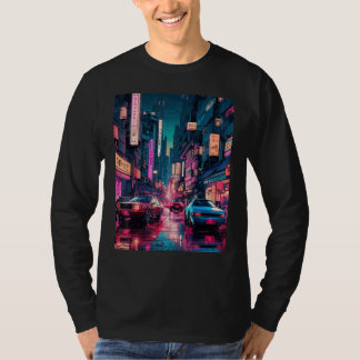 Streets of Tokyo Japan Night Scene With Lights - V T Shirt