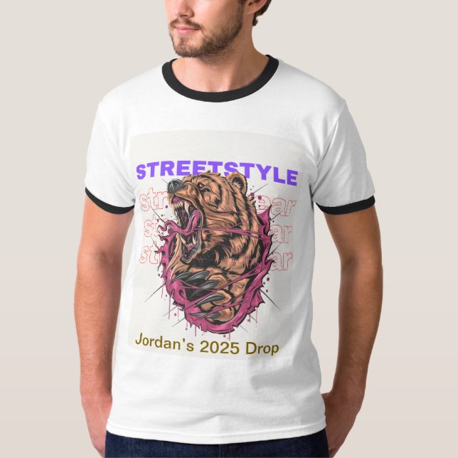 Streetstyle Bear Claw Shirt – Custom Urban Graphic T (Framsida)