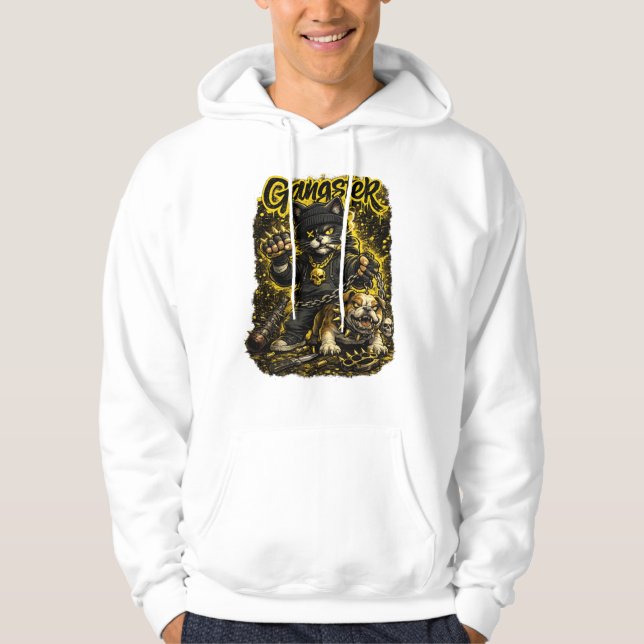 Streetwear Cat Illustration Hoodie (Framsida)