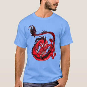 Streetwear Red and Black Dragon Tattoo on T Shirt