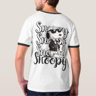 Streetwear-serietecknad hund bakre tryck t-shirt