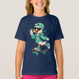 Streetwear Skater Duck Grafisk T-shirt – Trendig U