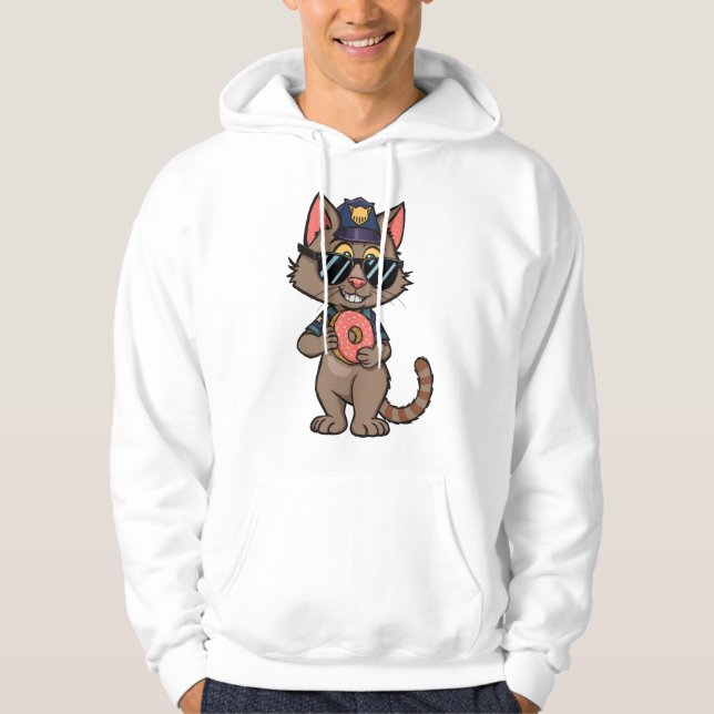 Streetwisser Police Cat - 90:s Tecknad Donut Cop Hoodie (Framsida)