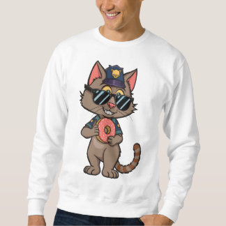 Streetwisser Police Cat - 90:s Tecknad Donut Cop Lång Ärmad Tröja
