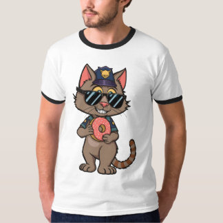 Streetwisser Police Cat - 90:s Tecknad Donut Cop T Shirt