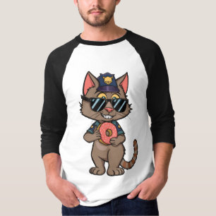 Streetwisser Police Cat - 90:s Tecknad Donut Cop T Shirt